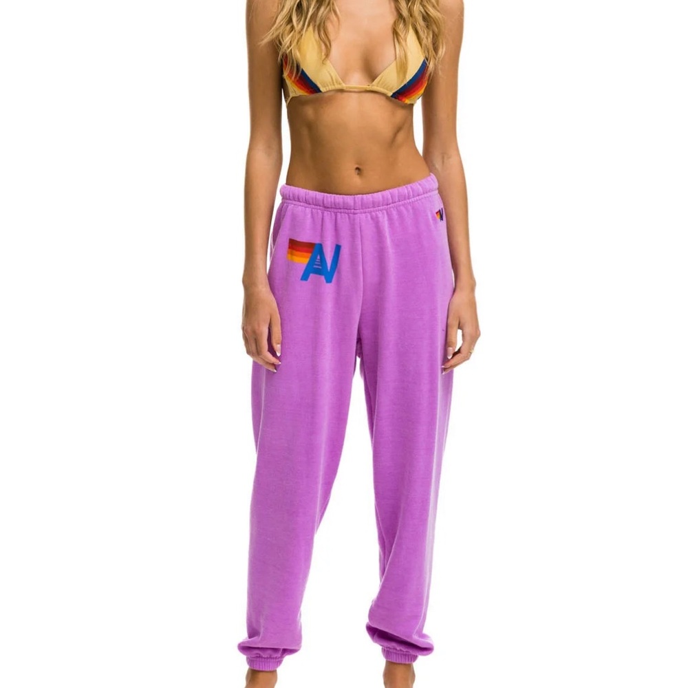 Aviator Nation LOGO SWEATPANTS - NEON PURPLE